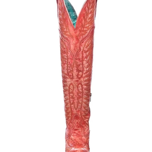 CORRAL Women's Embroidery Tall Above-the-Knee Pointed J Toe Cowhide Leather - Picture 5 of 9